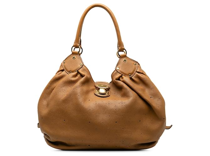 Braune Louis Vuitton-Umhängetasche Mahina XL Hobo mit Monogramm Leder  ref.1413018