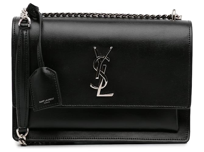 Black Saint Laurent Medium Monogram Sunset Crossbody Leather  ref.1413037