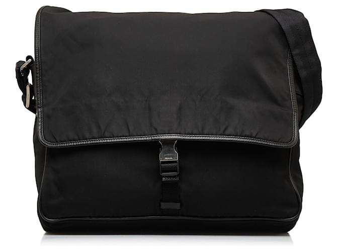 Schwarze Prada Tessuto Umhängetasche Leder  ref.1413099