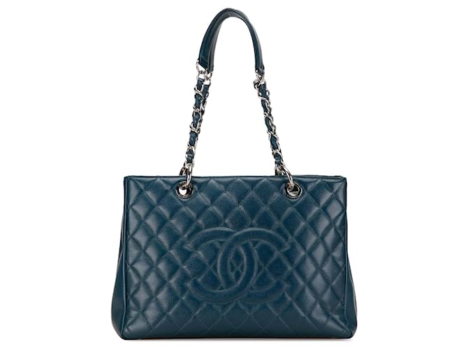 Blue Chanel Caviar Grand Shopping Tote Leather  ref.1413104