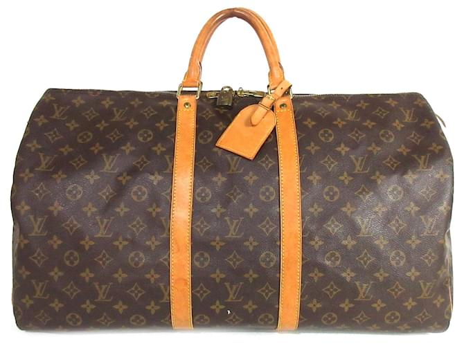 Brown Louis Vuitton Monogram Keepall 55 Travel bag Leather  ref.1413135