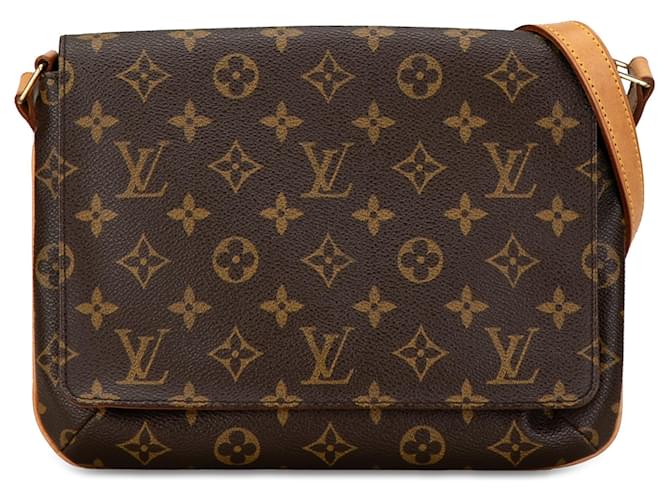 Borsa a tracolla con tracolla corta Musette Tango monogramma marrone Louis Vuitton Pelle  ref.1413142