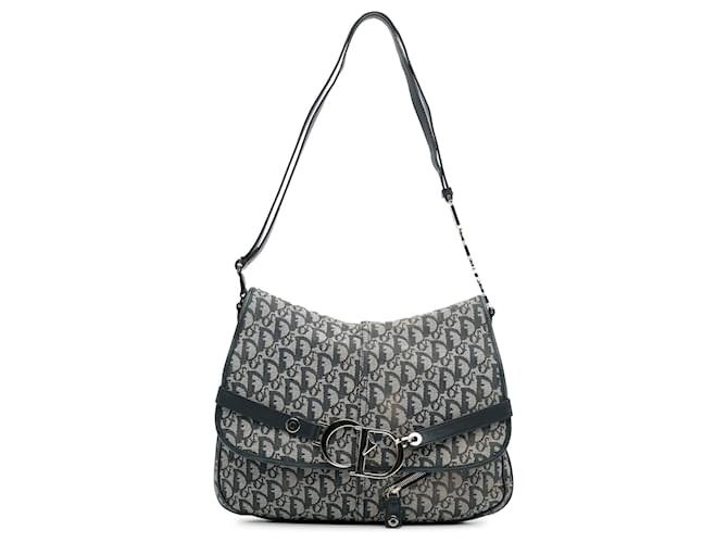 Sac bandoulière Dior Oblique gris Cuir  ref.1413163