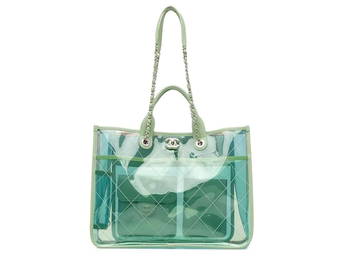 Green Chanel Medium PVC Lambskin Coco Splash Shopping Tote Satchel Leather  ref.1413167