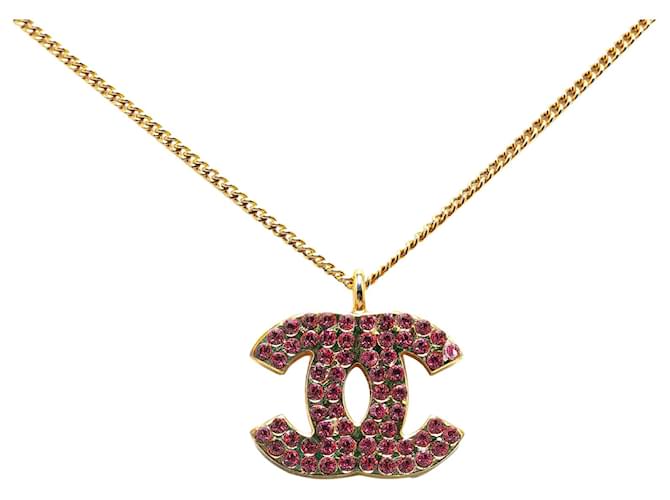 Pink Chanel CC Rhinestone Necklace  ref.1413173