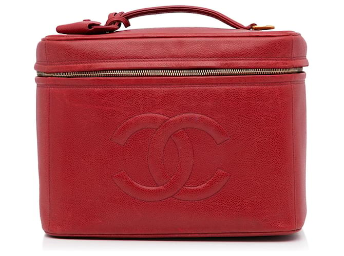 Red Chanel CC Caviar Vanity Bag Leather  ref.1413182