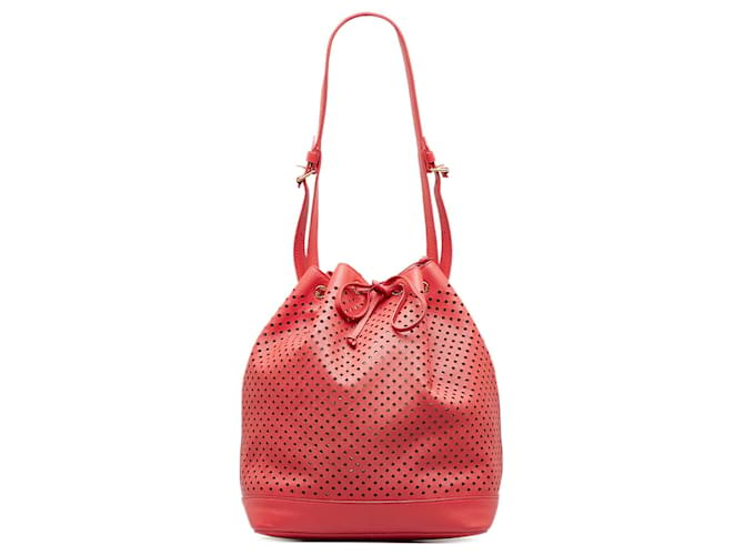 Red Louis Vuitton x Sofia Coppola Flore Perforated Noe Bucket Bag Leather  ref.1413191