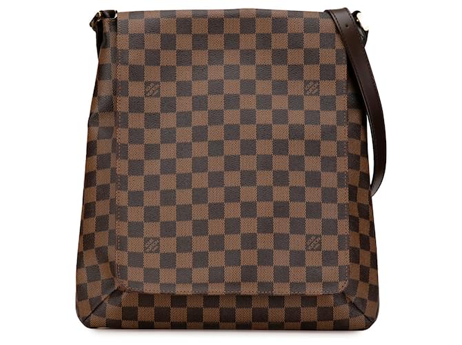 Brown Louis Vuitton Damier Ebene Musette Salsa GM Crossbody Bag Leather  ref.1413222