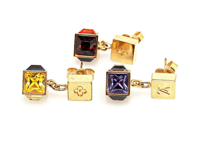 Pendientes colgantes dorados Louis Vuitton Crystal Gamble  ref.1413241