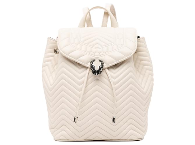 Bulgari White Bvlgari Matelasse Serpenti Forever Backpack Leather ref.1413270 Joli Closet