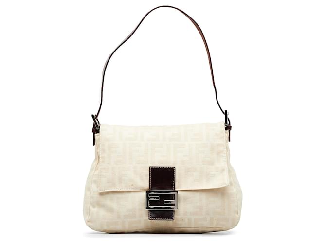 Bolsa de ombro Fendi Zucca Mamma Forever bege Couro  ref.1413271