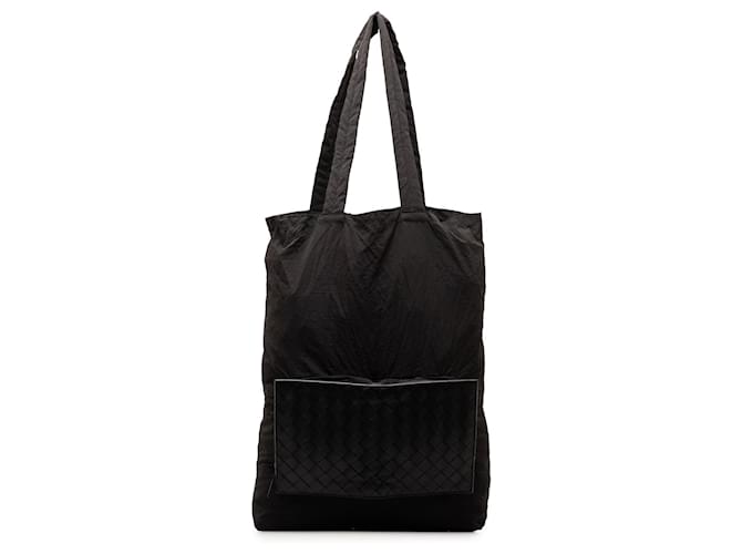 Tote plegable Bottega Veneta Intrecciato y nailon negro Cuero  ref.1413282