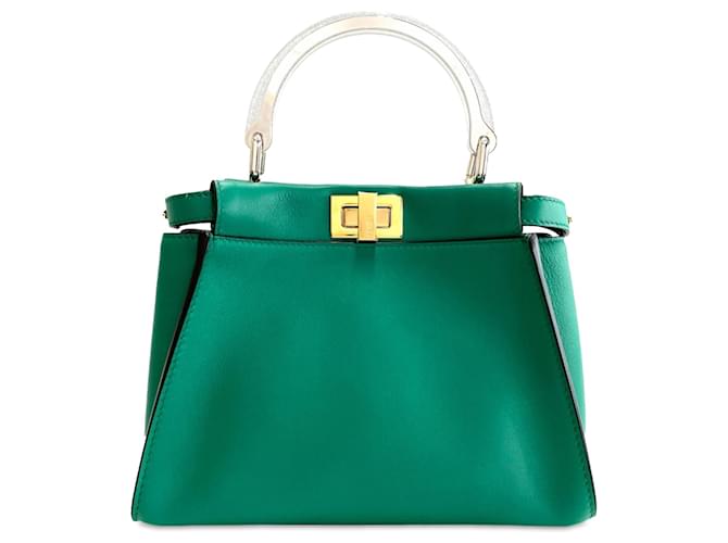 Sac à main emblématique vert Fendi Mini Peekaboo Cuir  ref.1413288