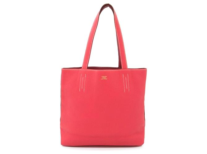 Double sens Pink Hermès Taurillon Clemence lined Sens 28 Tote bag Leather  ref.1413294