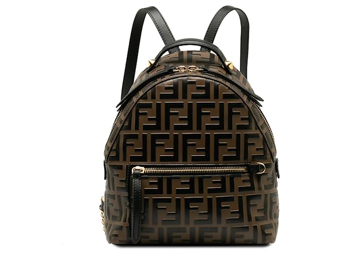 Brown Fendi Mini Zucca Embossed Backpack Leather  ref.1413308