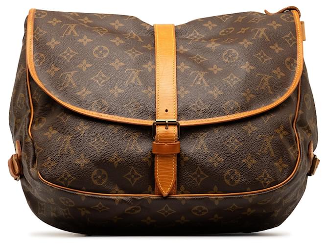 Brown Louis Vuitton Monogram Saumur 35 Crossbody Bag Leather  ref.1413313