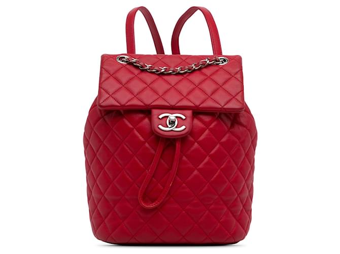 Red Chanel Small Lambskin Urban Spirit Backpack Leather  ref.1413319