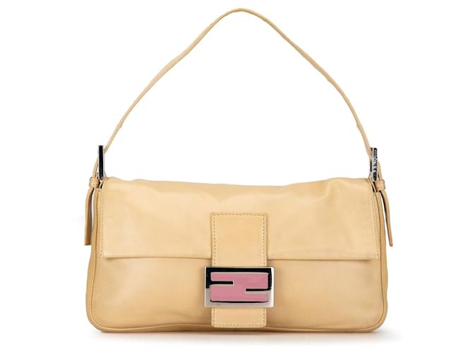 Tan Fendi Leather Baguette Shoulder Bag Camel  ref.1413335