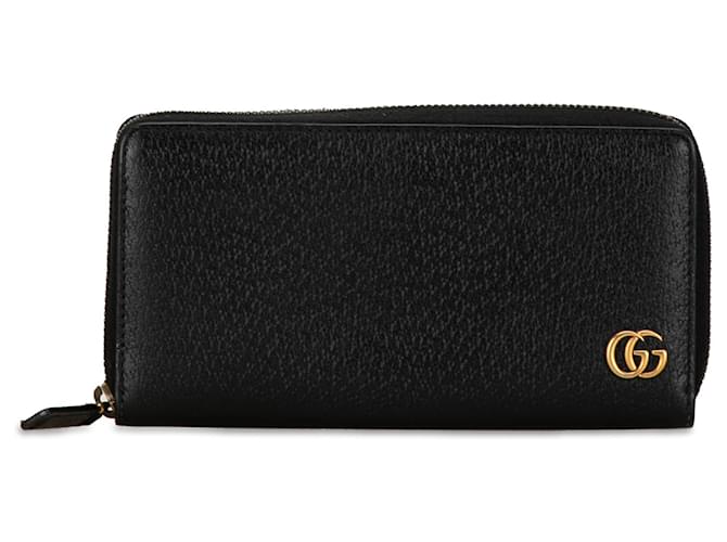 Black Gucci GG Marmont Leather Zip Around Wallet  ref.1413344