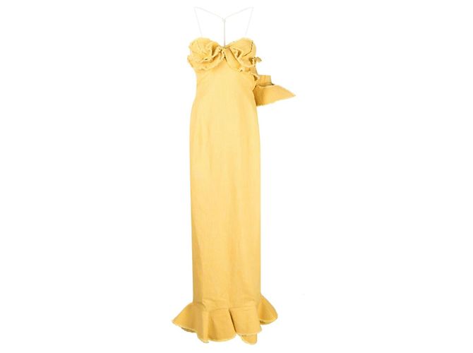 Jacquemus La Robe Artichaut Gerafftes Maxikleid Gelb