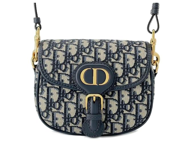 Dior Azul Pequena Lona Oblíqua Bobby Crossbody Azul marinho Couro Bezerro-como bezerro Pano  ref.1413454