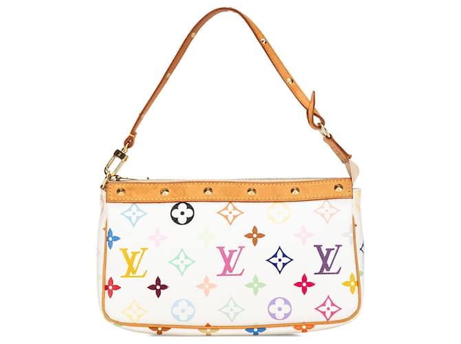 Louis Vuitton Monogram White Multicolore Pochette Accessoires Blanco Cuero Lienzo  ref.1413463