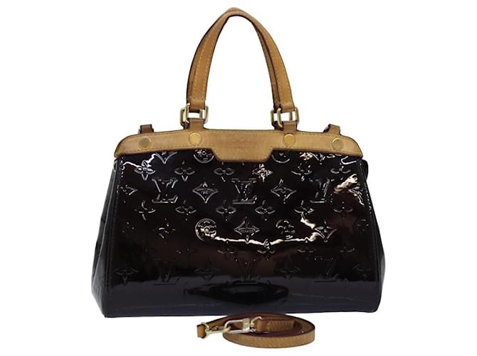 LOUIS VUITTON Monograma Vernis Brea PM Bolsa de mão Amarante M91622 Autenticação de LV 75936 Bordeaux Couro envernizado  ref.1413589