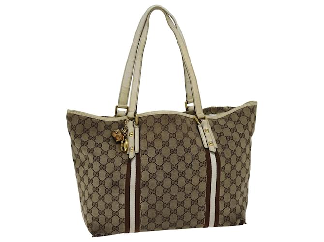 Sacola GUCCI GG Canvas Sherry Line Bege Marrom 139260 auth 76163 Lona  ref.1413590