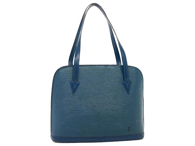 Bolsa de ombro LOUIS VUITTON Epi Lussac Azul M52285 Autenticação de LV 75940 Couro  ref.1413592