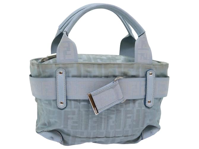 FENDI Sac à main en toile Zucca Bleu clair Auth 75894 Nylon  ref.1413609