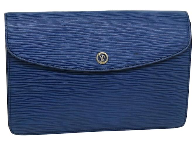 LOUIS VUITTON Epi Montaigne 23 Bolsa embreagem azul M52665 Autenticação de LV 76032 Couro  ref.1413614