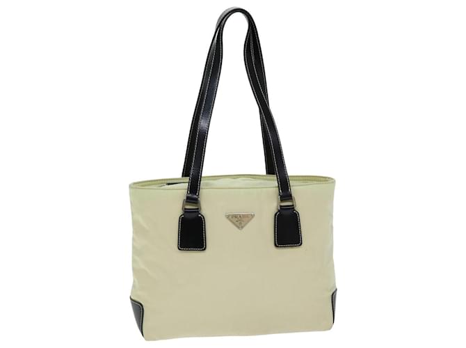 PRADA Hand Bag Nylon Cream Auth 75644  ref.1413645