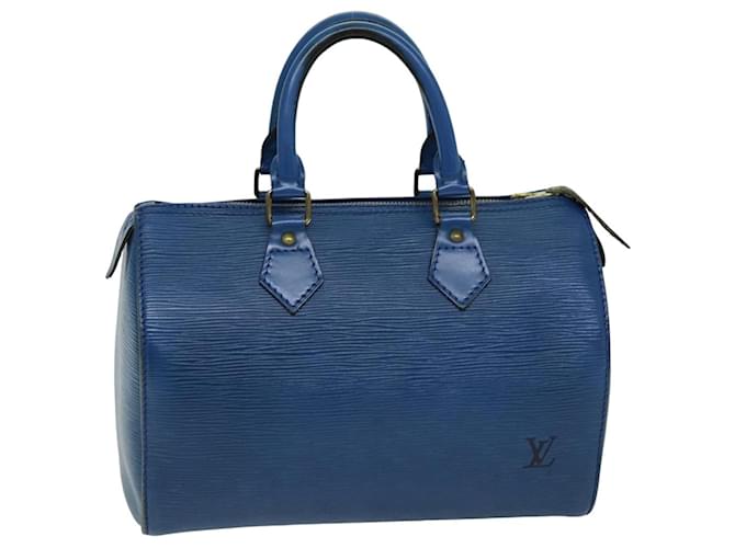 Louis Vuitton Epi Speedy 25 Bolsa de Mão Azul Toledo M43015 Autenticação de LV 76071 Couro  ref.1413651