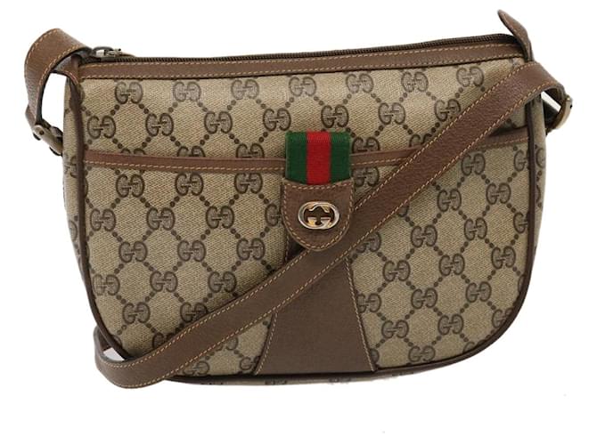 GUCCI GG Supreme Web Sherry Line Sac à bandoulière PVC Beige 89 02 032 auth 76696  ref.1413658