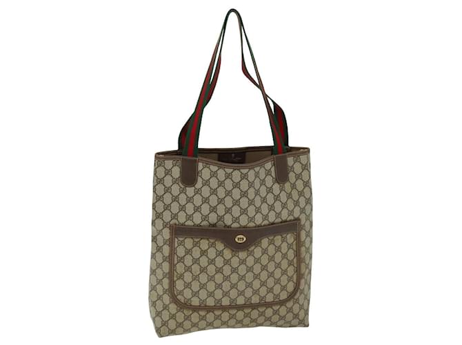 GUCCI GG Supreme Web Sherry Line Einkaufstasche PCVLeder Beige 40 02 003 Auth 75398  ref.1413668