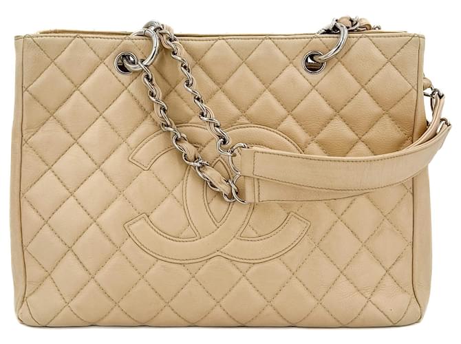 Timeless Chanel GST Quilted Caviar Leather Shopper Bag Beige  ref.1413694