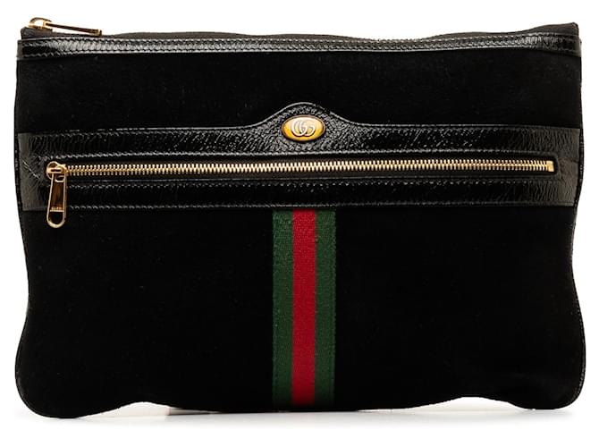 Black Gucci Ophidia Suede Clutch Bag Leather  ref.1413704