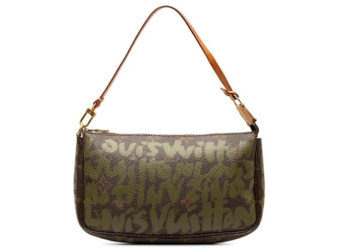 Marrom Louis Vuitton x Stephen Sprouse Monograma Graffiti Pochette Accessoires Bolsa de Ombro Couro  ref.1413706