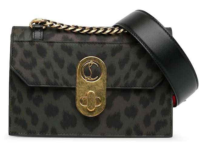 Gray Christian Louboutin Mini Leopard Print Elisa Crossbody Leather ref.1413724 Joli Closet