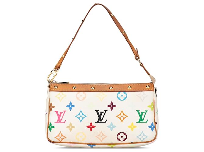 Bolsa de ombro Louis Vuitton monograma multicolore Pochette Accessoires branca Branco Couro  ref.1413749