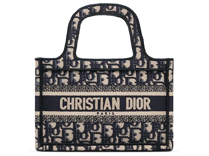 Borsa tote Dior Mini Oblique blu Tela  ref.1413751