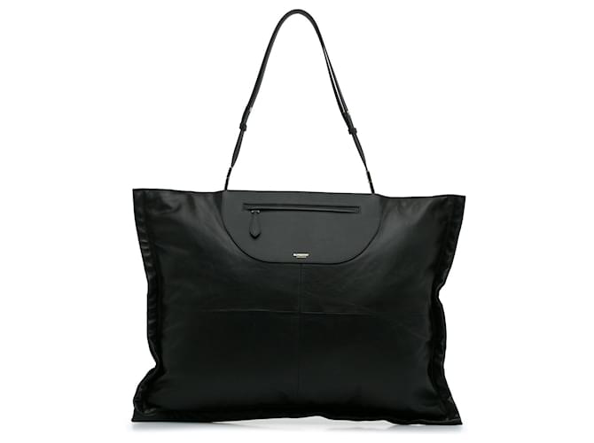 Black Burberry Lambskin Olympia Scarf Tote Leather  ref.1413763