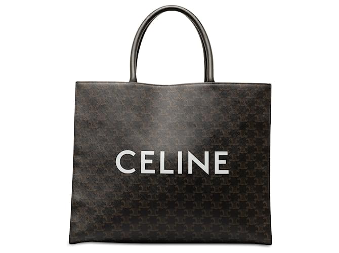 Céline Bolsa horizontal preta Celine Triomphe Cabas Preto Couro  ref.1413764