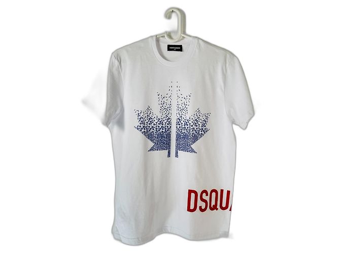 Dsquared2 Printed Cotton Jersey T-shirt White Blue Multiple colors