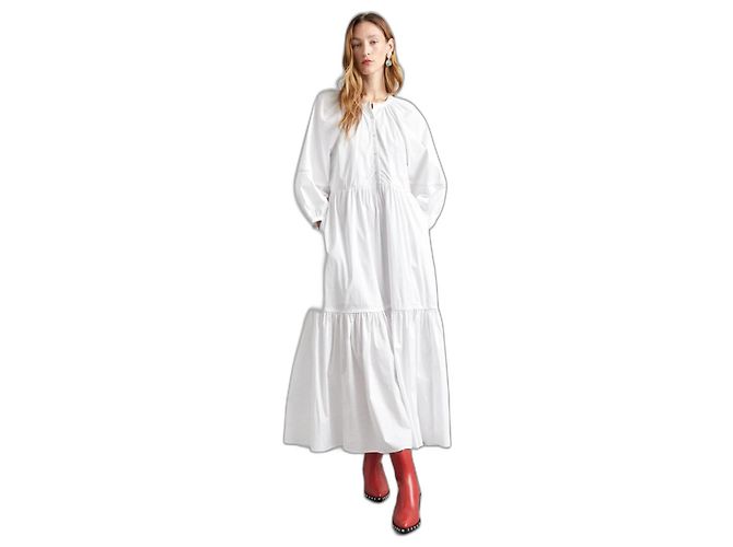 Vestido Demi Staud Blanco de Algodón