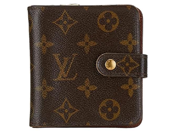 Carteira curta Louis Vuitton Compact Zip Canvas M61667 em boa condição Lona  ref.1413788