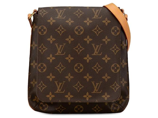 Bolsa de ombro curta Louis Vuitton Monogram Musette Salsa M52528 em couro PVC marrom em muito bom estado Plástico  ref.1413791