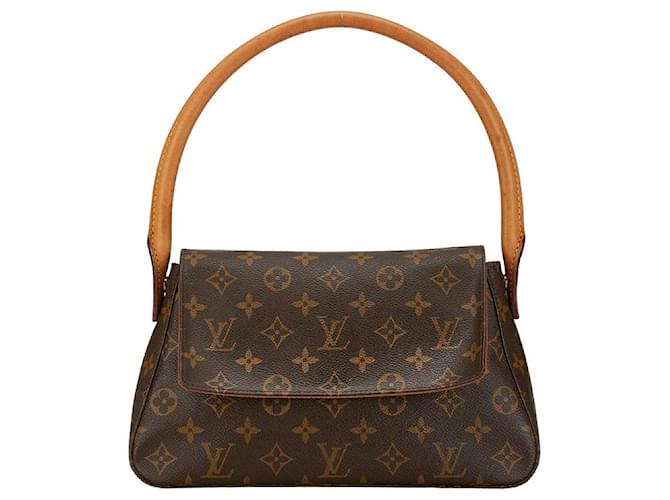 Louis Vuitton Monogram Mini Looping Shoulder Bag M51147 in Very Good Condition Brown Cloth  ref.1413802