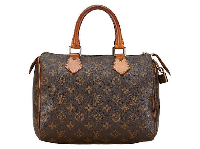 Speedy Louis Vuitton PVC Couro Rápido 25 bolsa M41528 em muito bom estado Marrom Plástico  ref.1413817