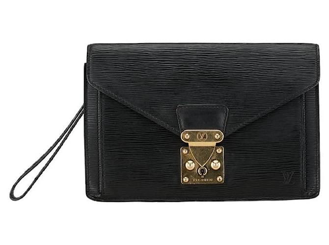 Louis Vuitton Epi Couro Pochette Série Dragonne Bolsa Clutch M52612 em muito bom estado Preto  ref.1413829